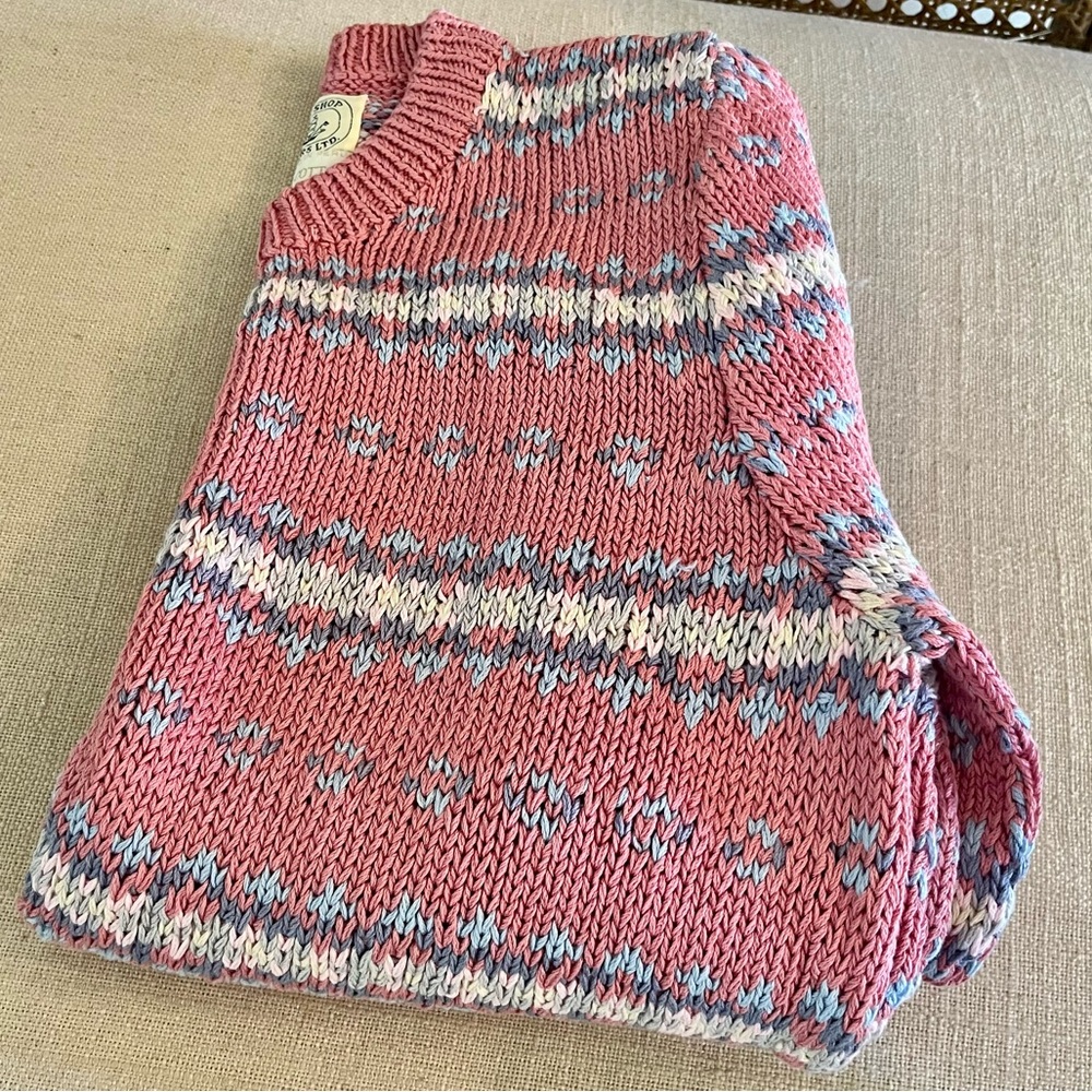 1980s Vintage Pink Cotton Patterned Sweater - Picture 9 of 9